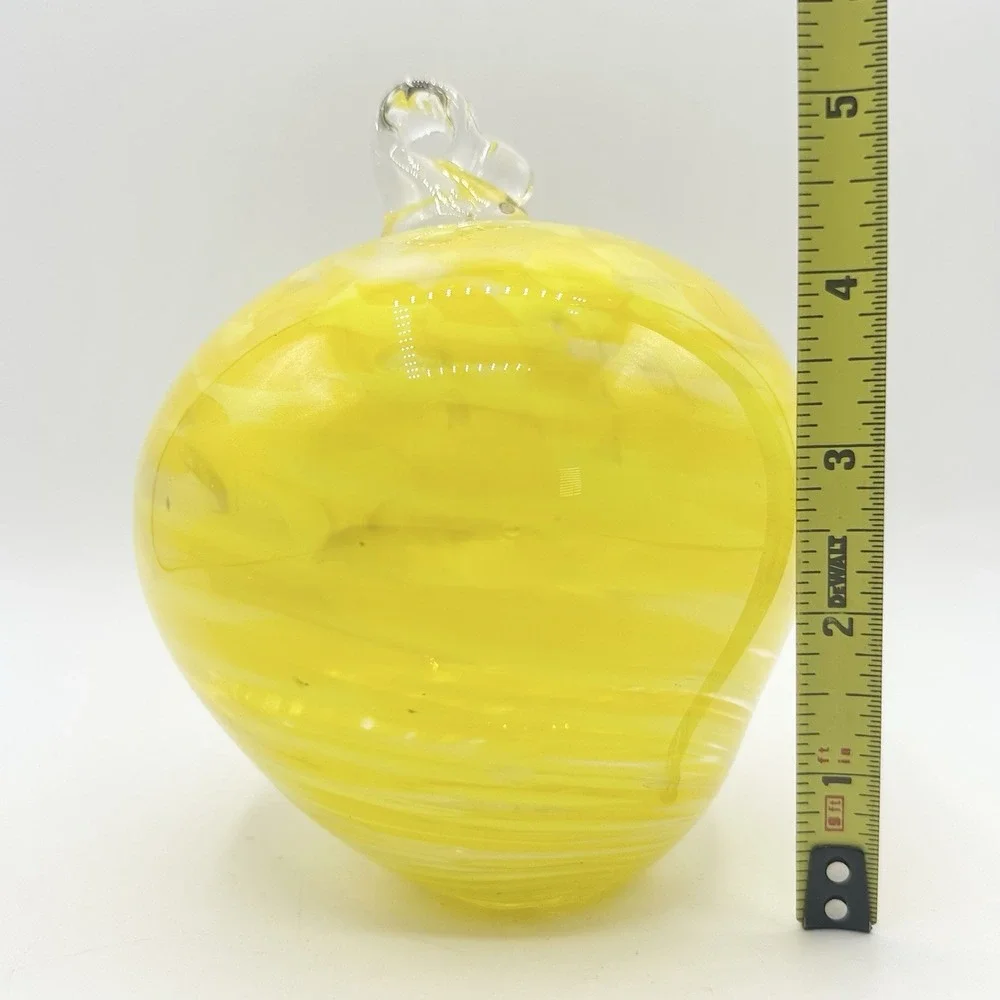 Hand Blown Yellow Art Glass Orb Boise ID USA Part Of Bird Feeder?